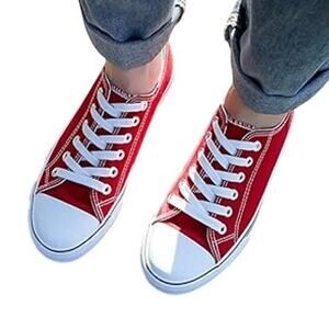 ZGR Mens Size 11 Red White Sneakers Lace Up Round Toe Low Top Canvas Shoes